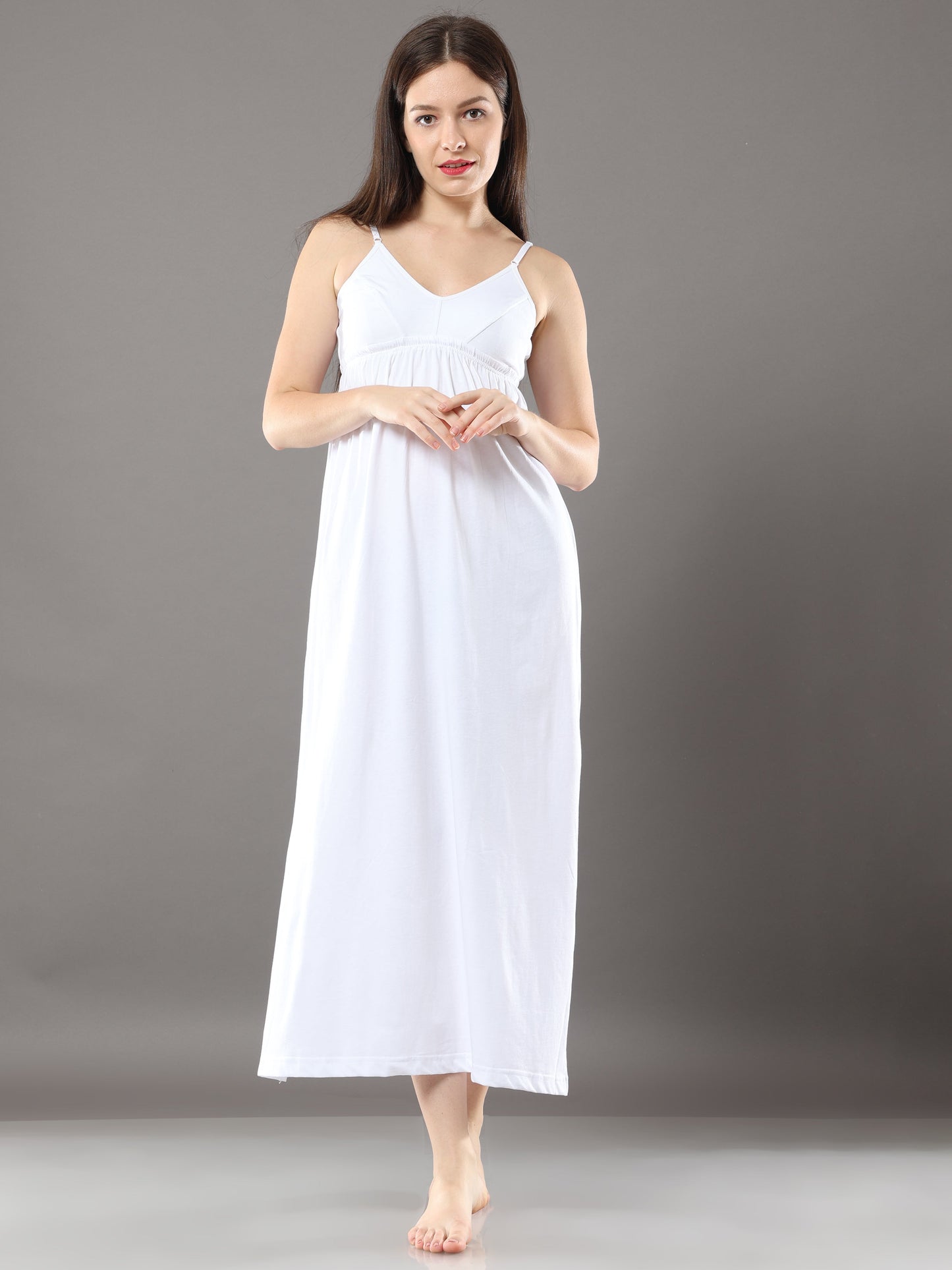 White Womens Slip -Ankle