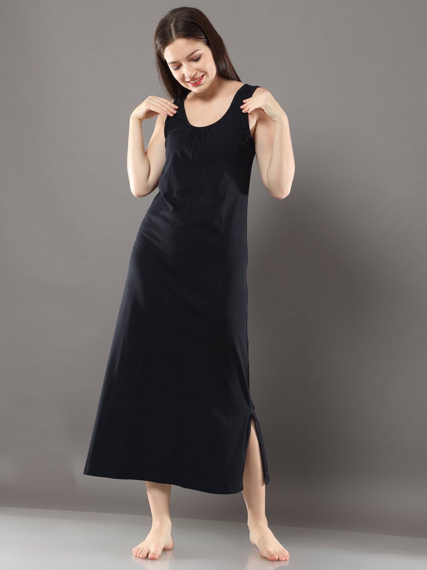 Black Womens Slip -Ankle - ISW 1083