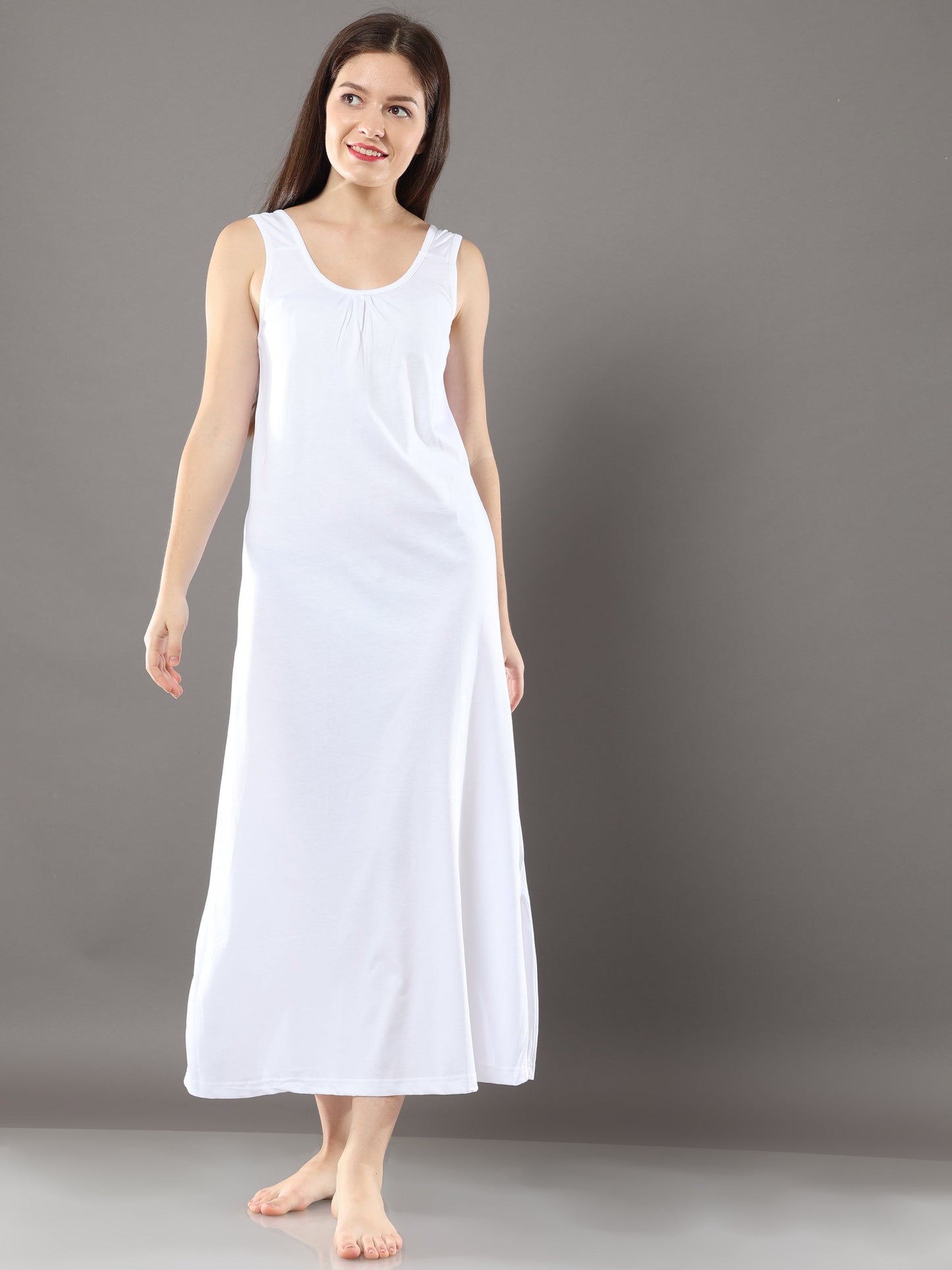 White Womens Slip -Ankle