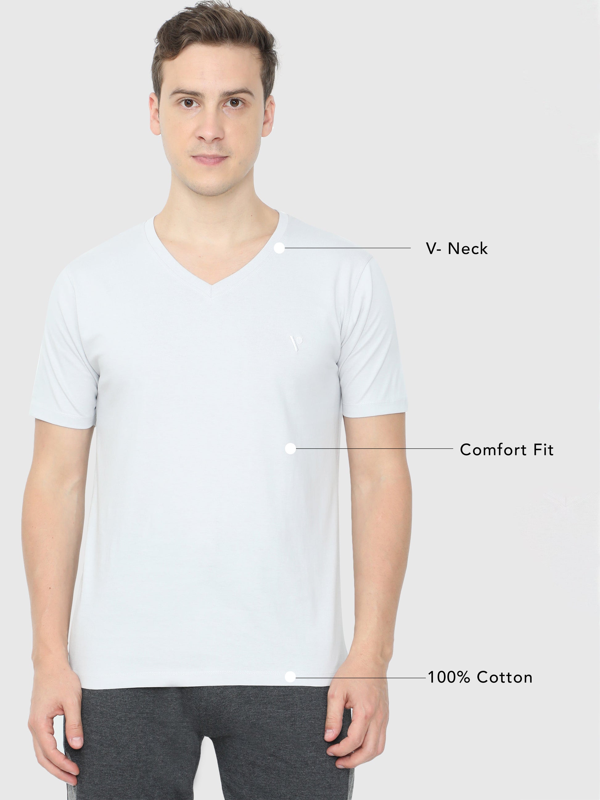 Mens Half Sleeve V Neck Plain T Shirt