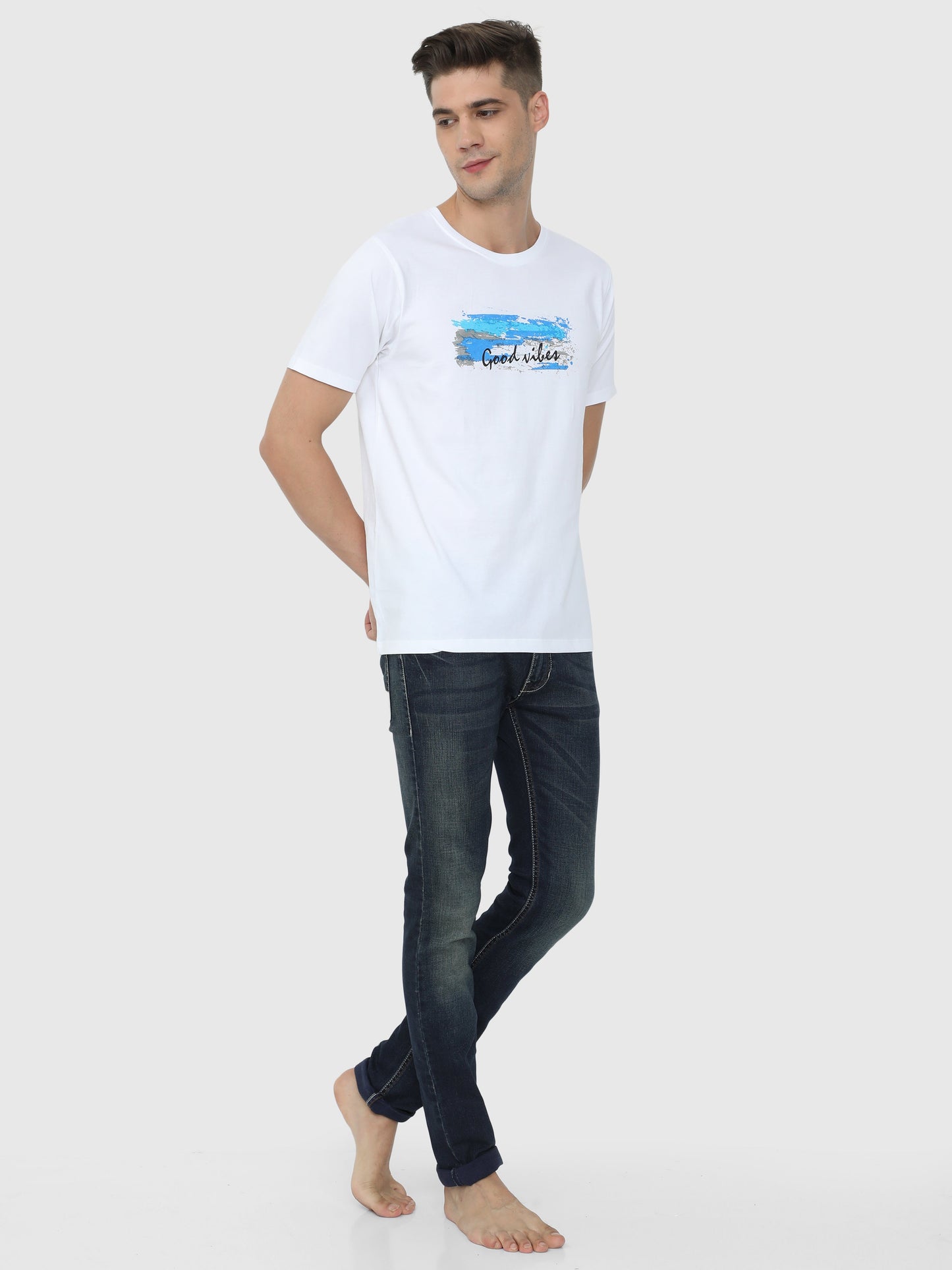 Mens Half Sleeve Crew Neck Printed T Shirt