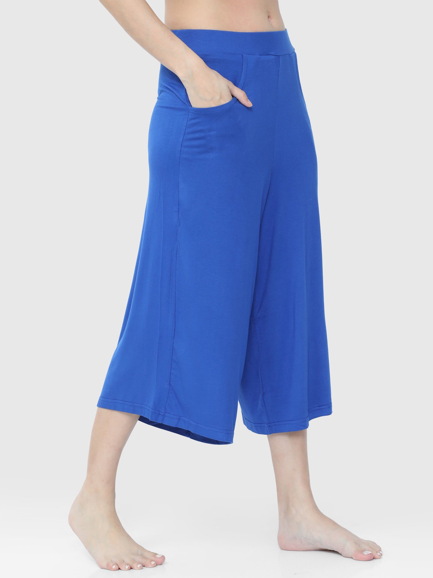 Royal Blue Solid Palazzo KNEE-112