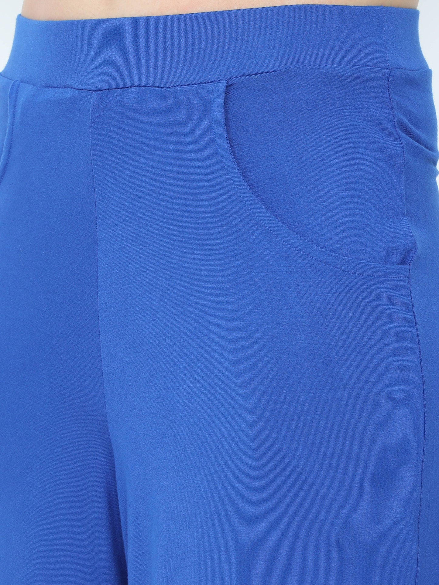 Royal Blue Solid Palazzo KNEE-112