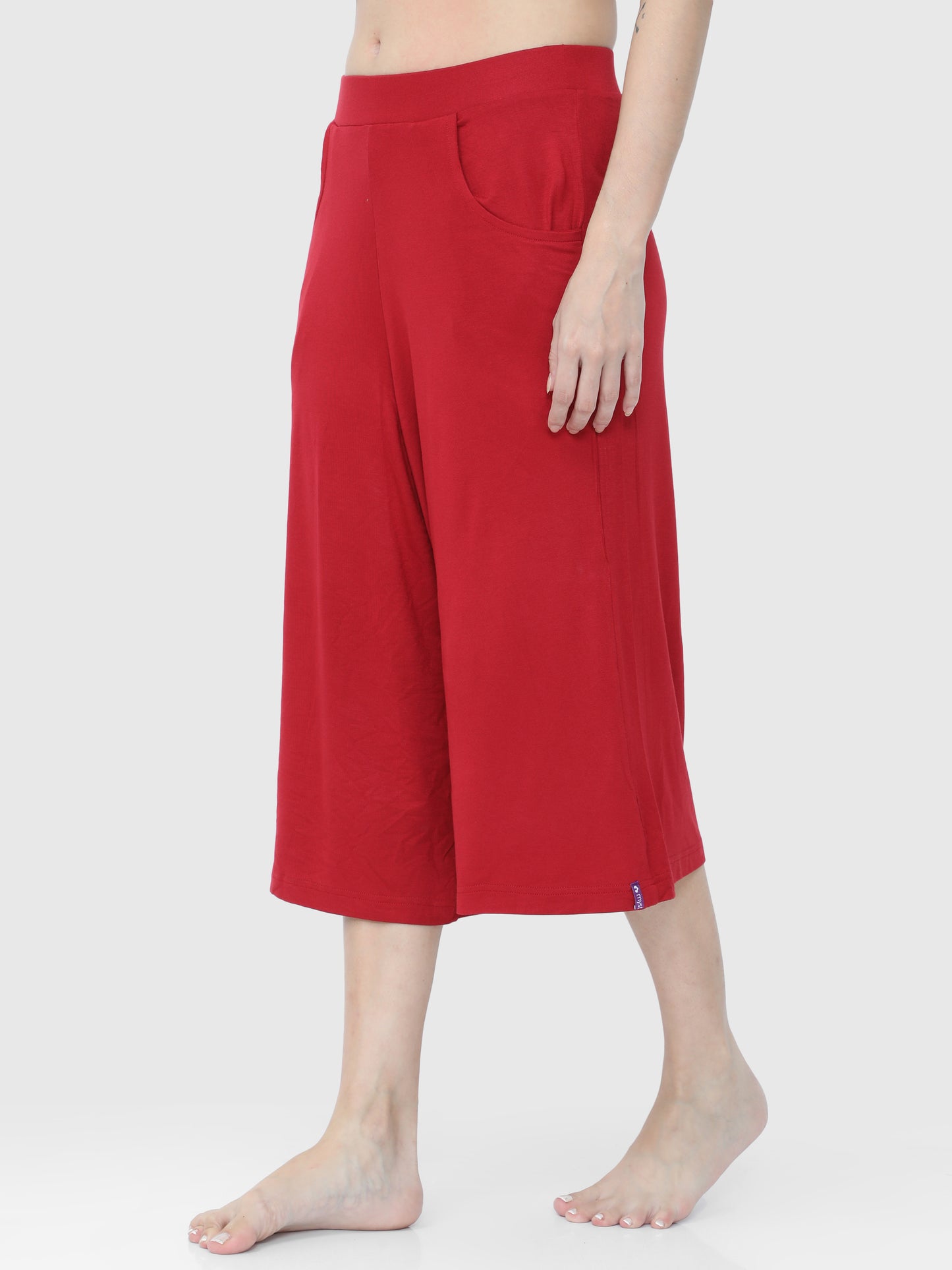 Ruby Red Solid Palazzo KNEE-112