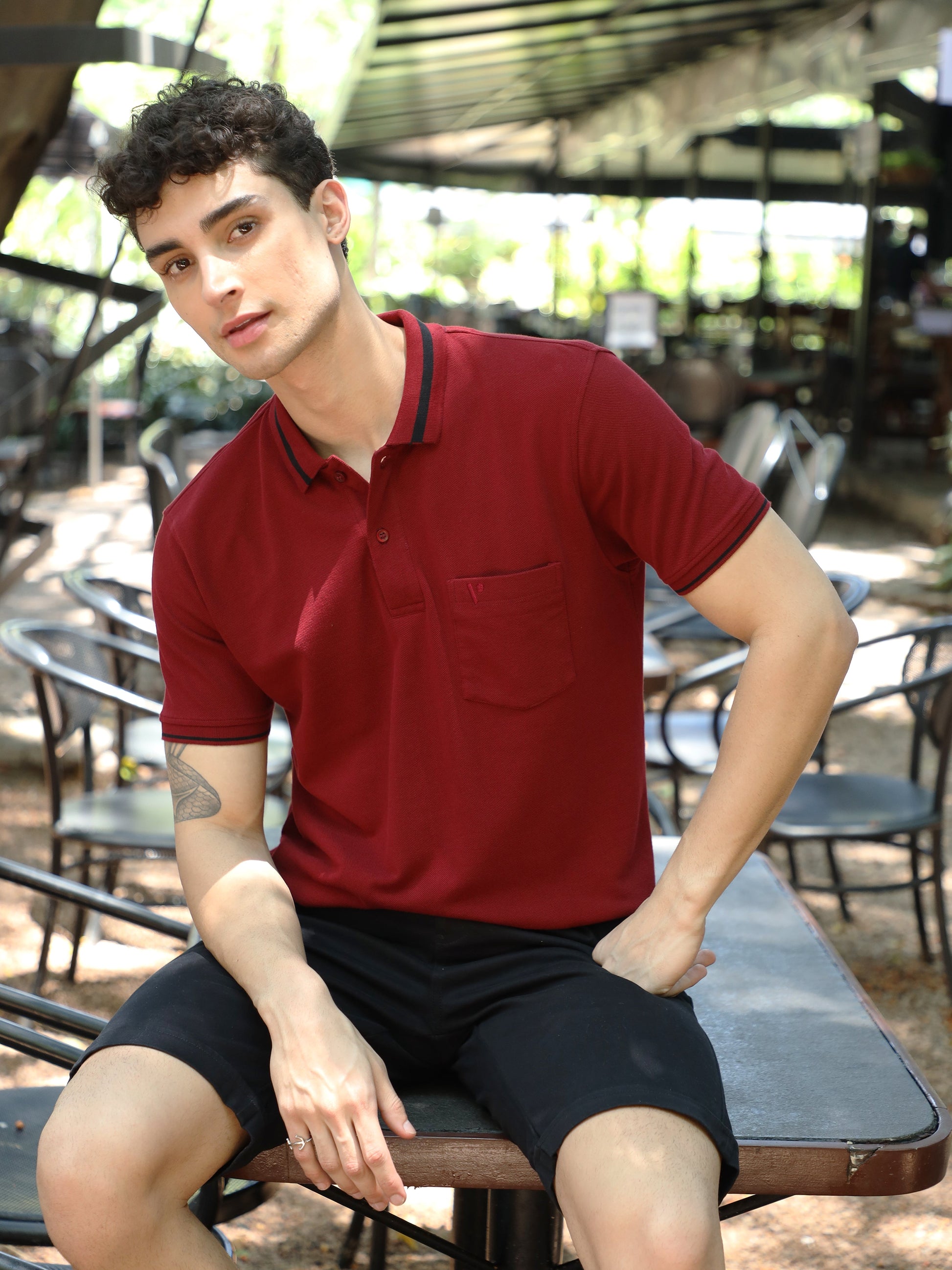 Buy Stylish Maroon Plain Polo T Shirts for Men at Great Price