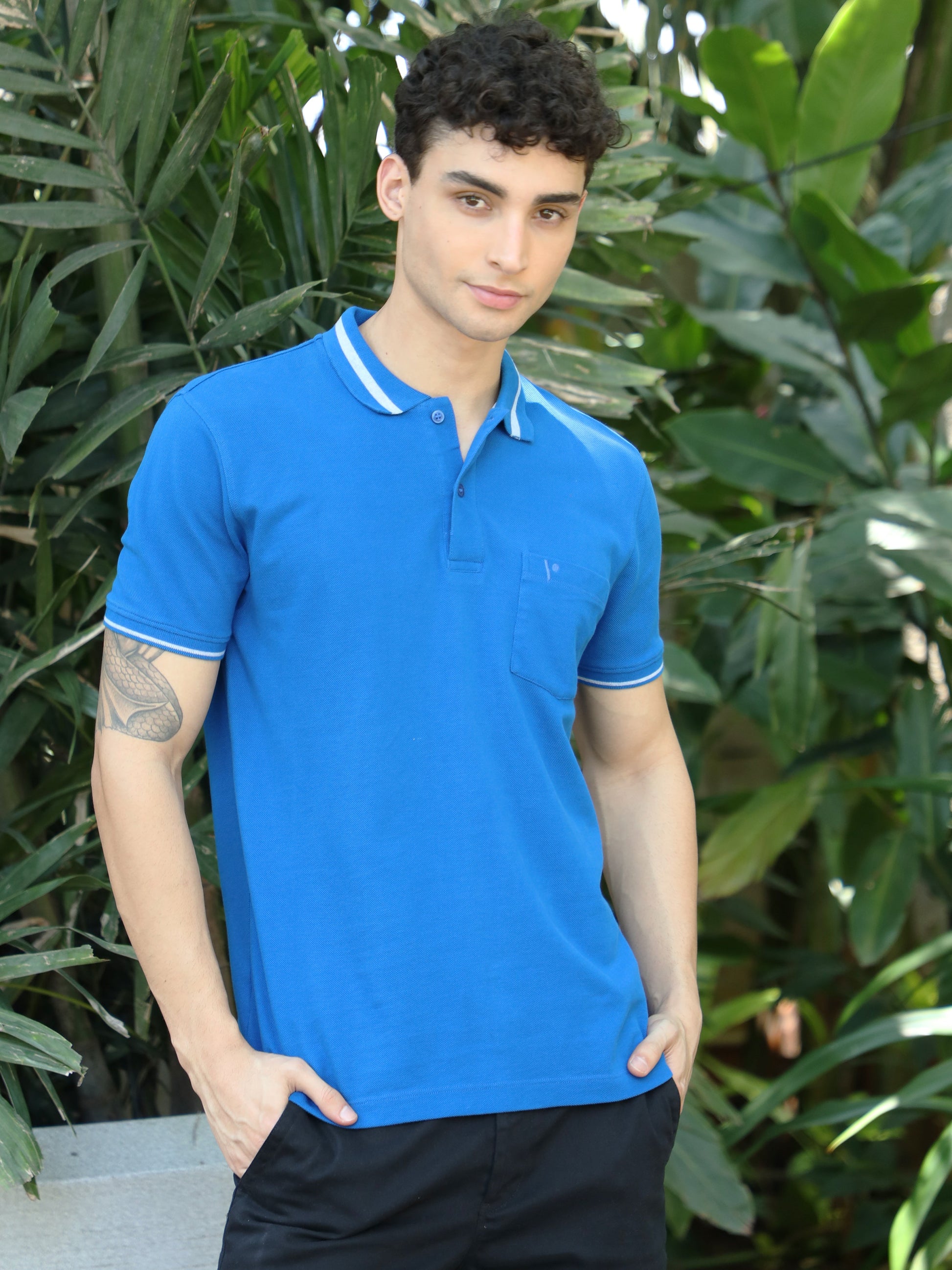 Shop Royal Blue Half Sleeve Polo T Shirts for Men Online – VILAN