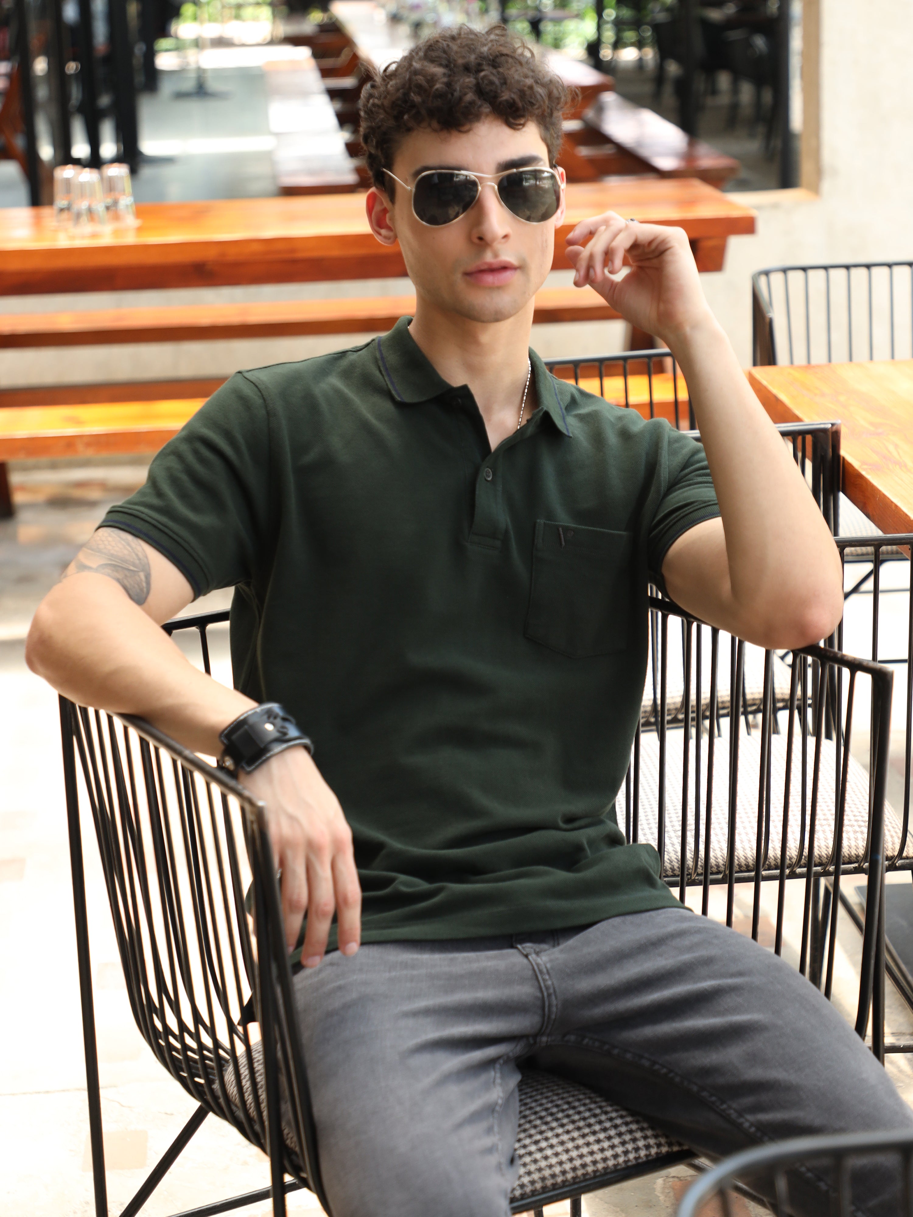 Shop Dark Green Half Sleeve Best Polo T Shirts Online VILAN APPARELS