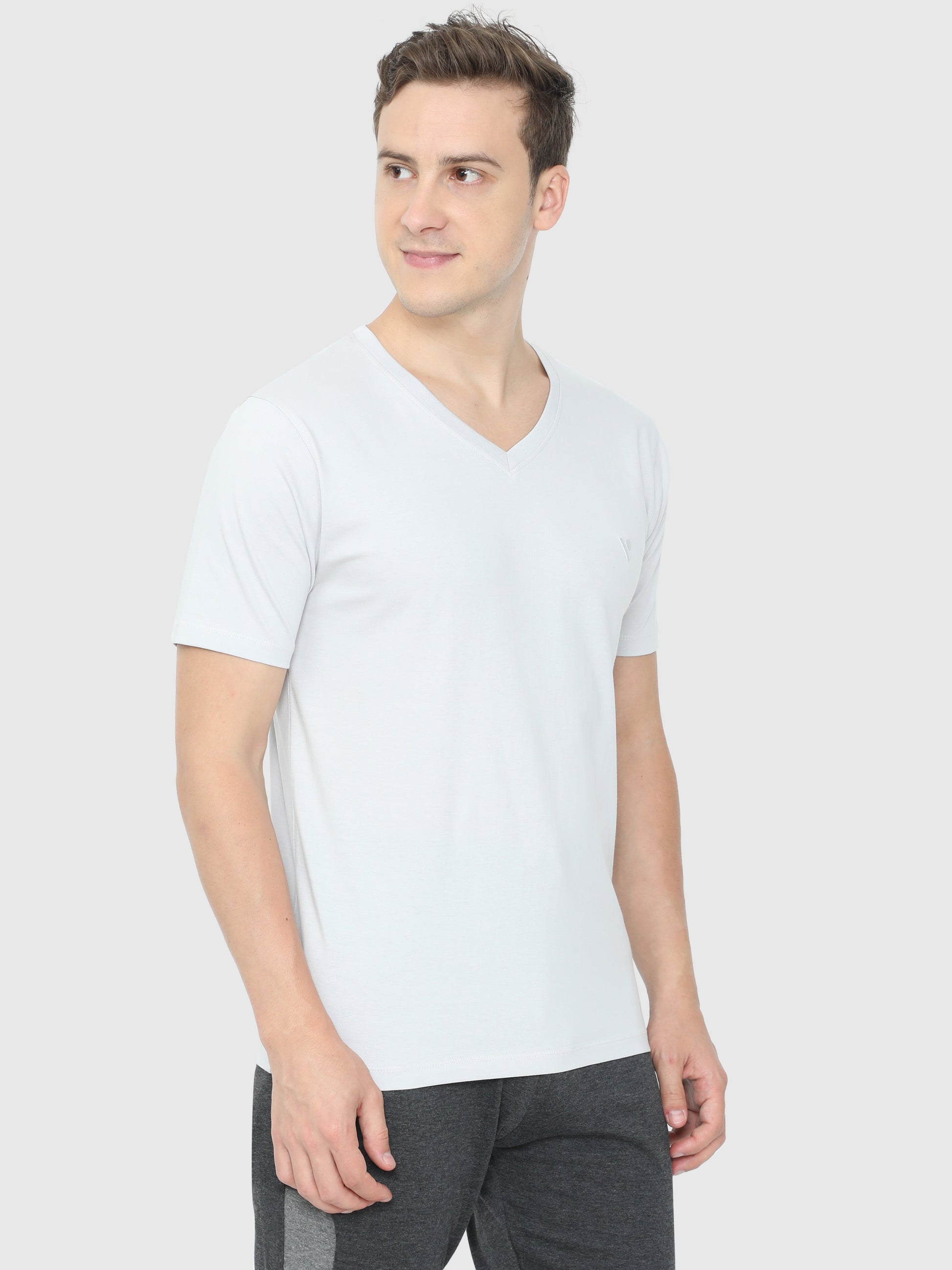 Buy Half Sleeve Grey V Neck T Shirts For Men at Great Price
