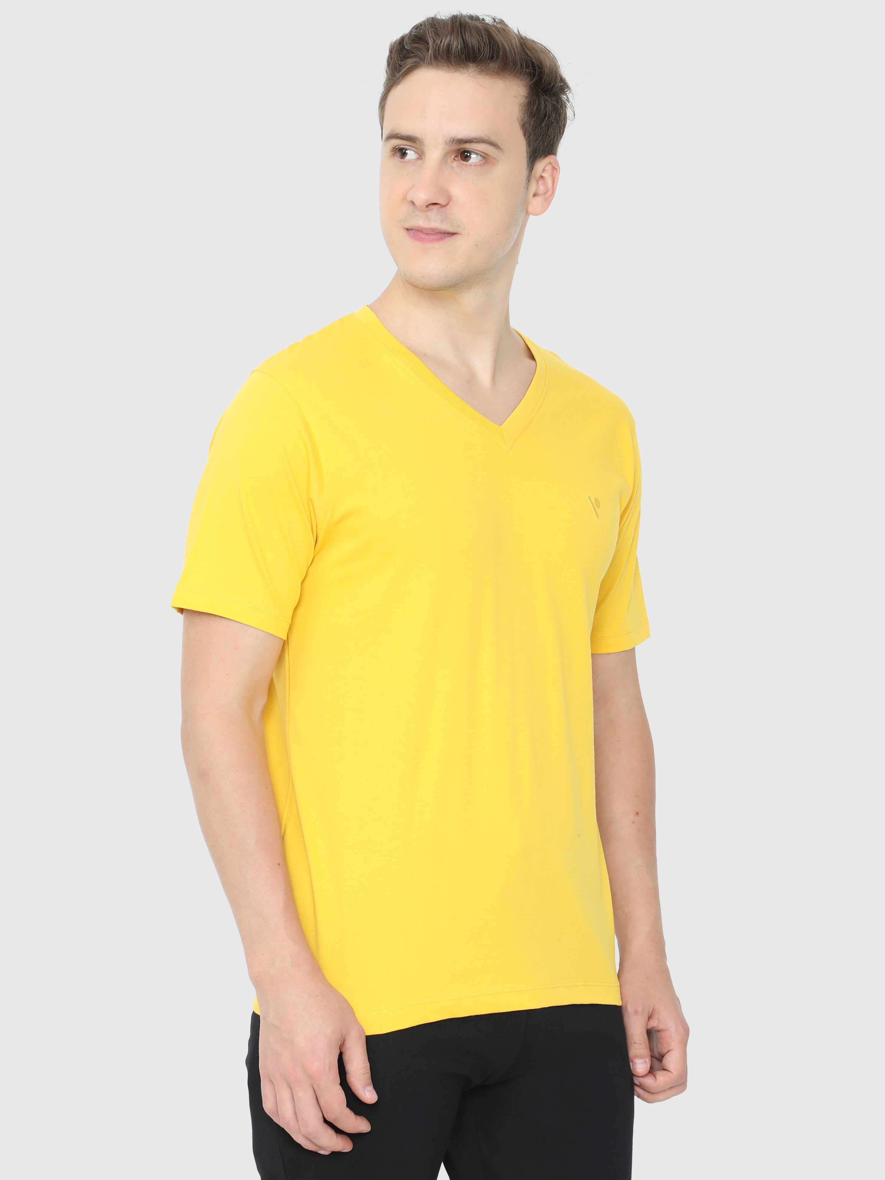 Yellow v discount neck top