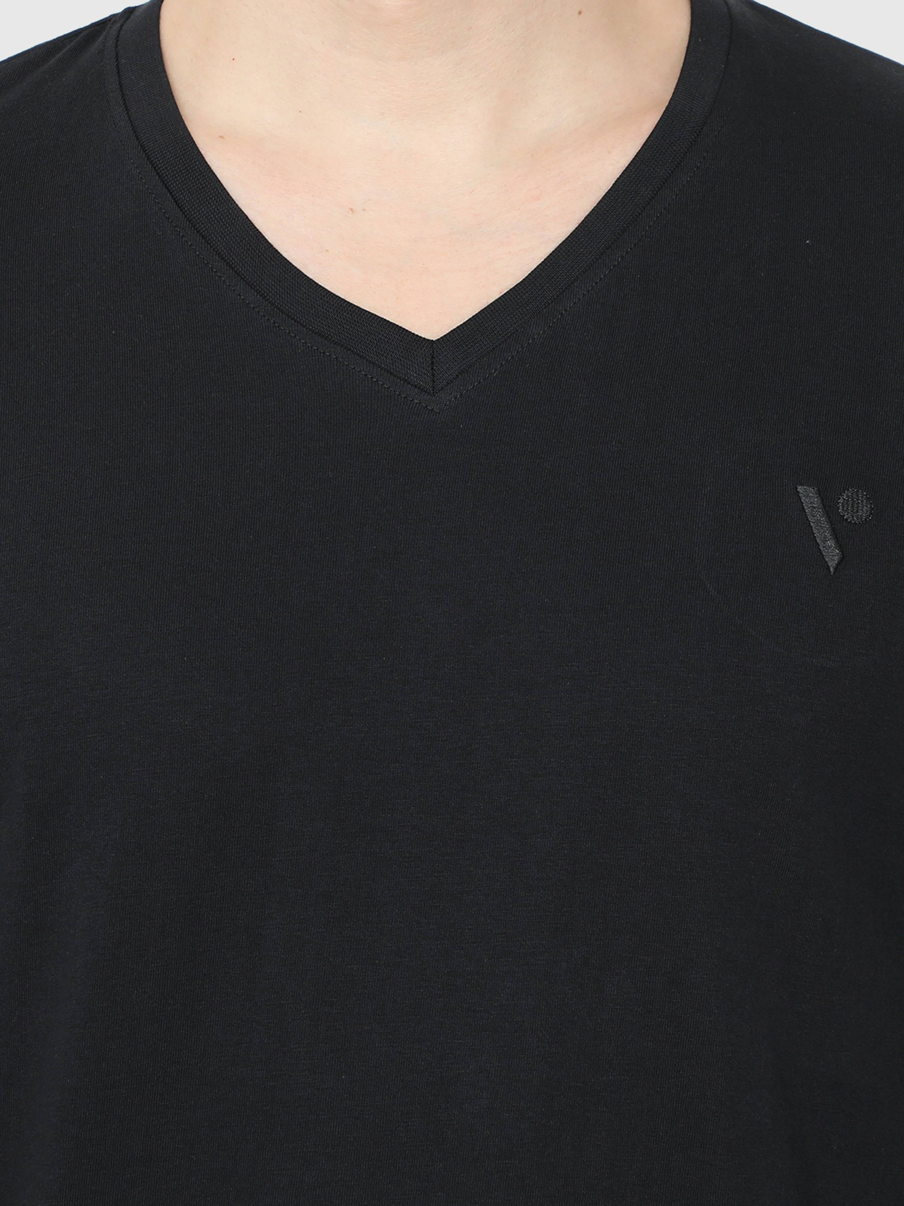 Plain black cheap v neck