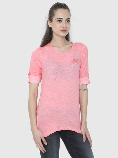 Crepe Pink Solid T-Shirt CWTP-17008