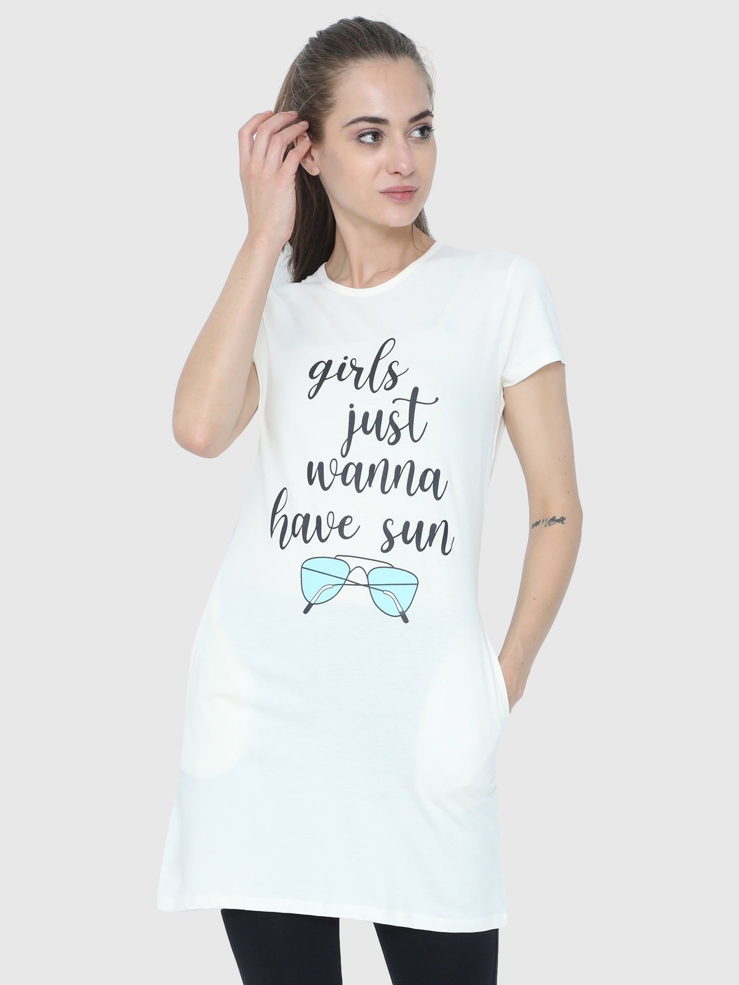 Be Nice Black Printed T-Shirt Dress CWTP-17020