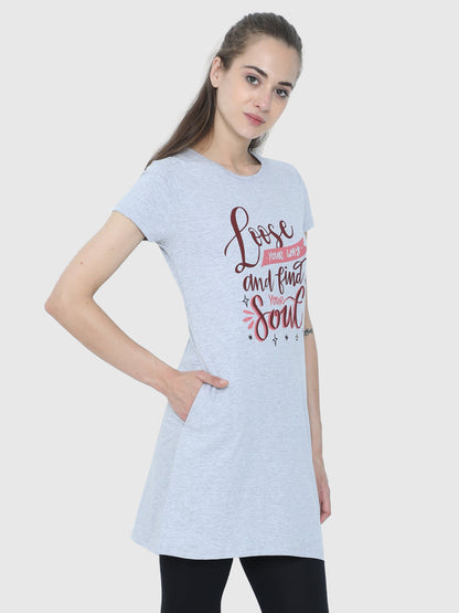 Be Nice Black Printed T-Shirt Dress CWTP-17020