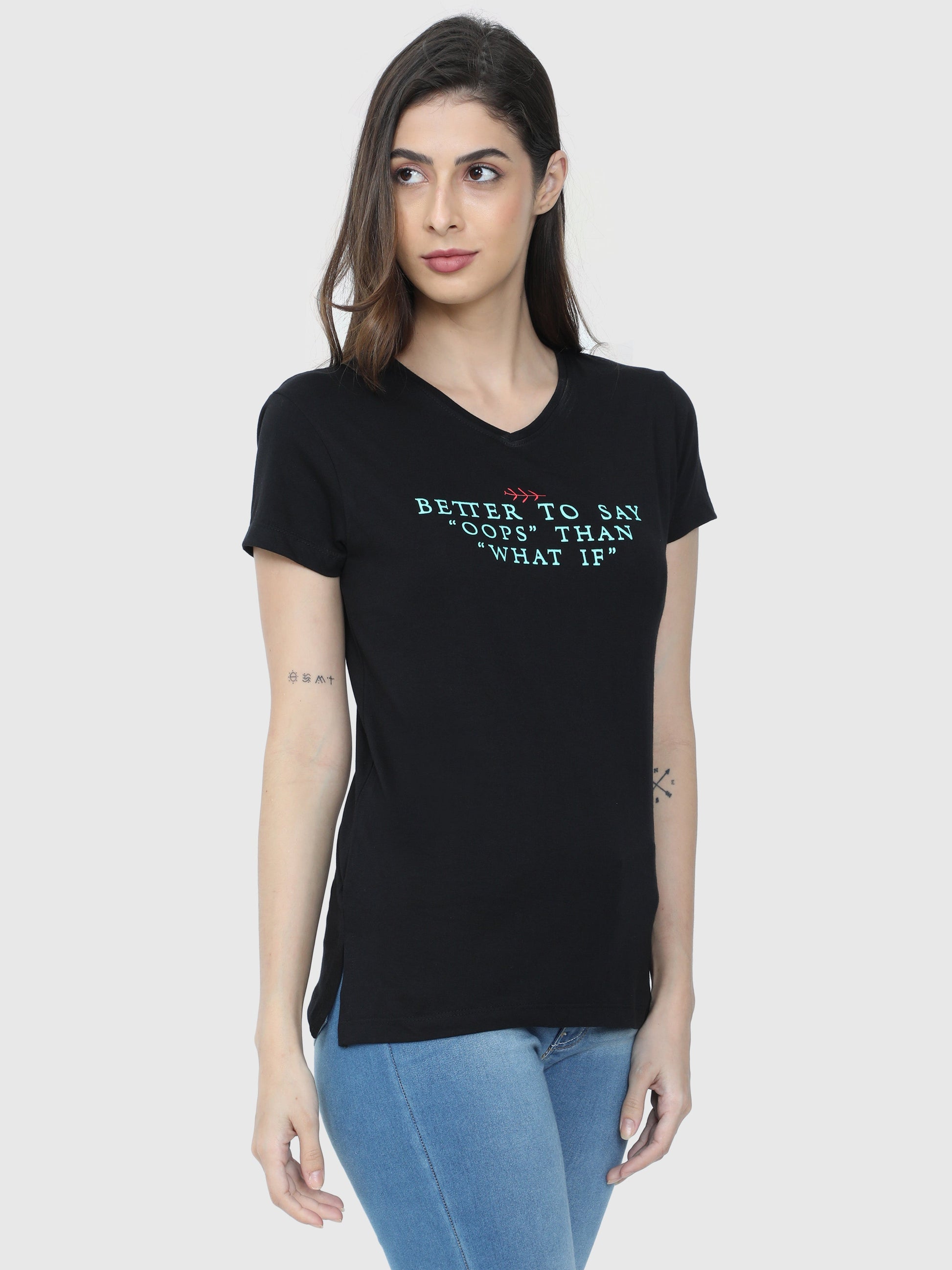 Raven Black Printed T-Shirt CWTP-17012