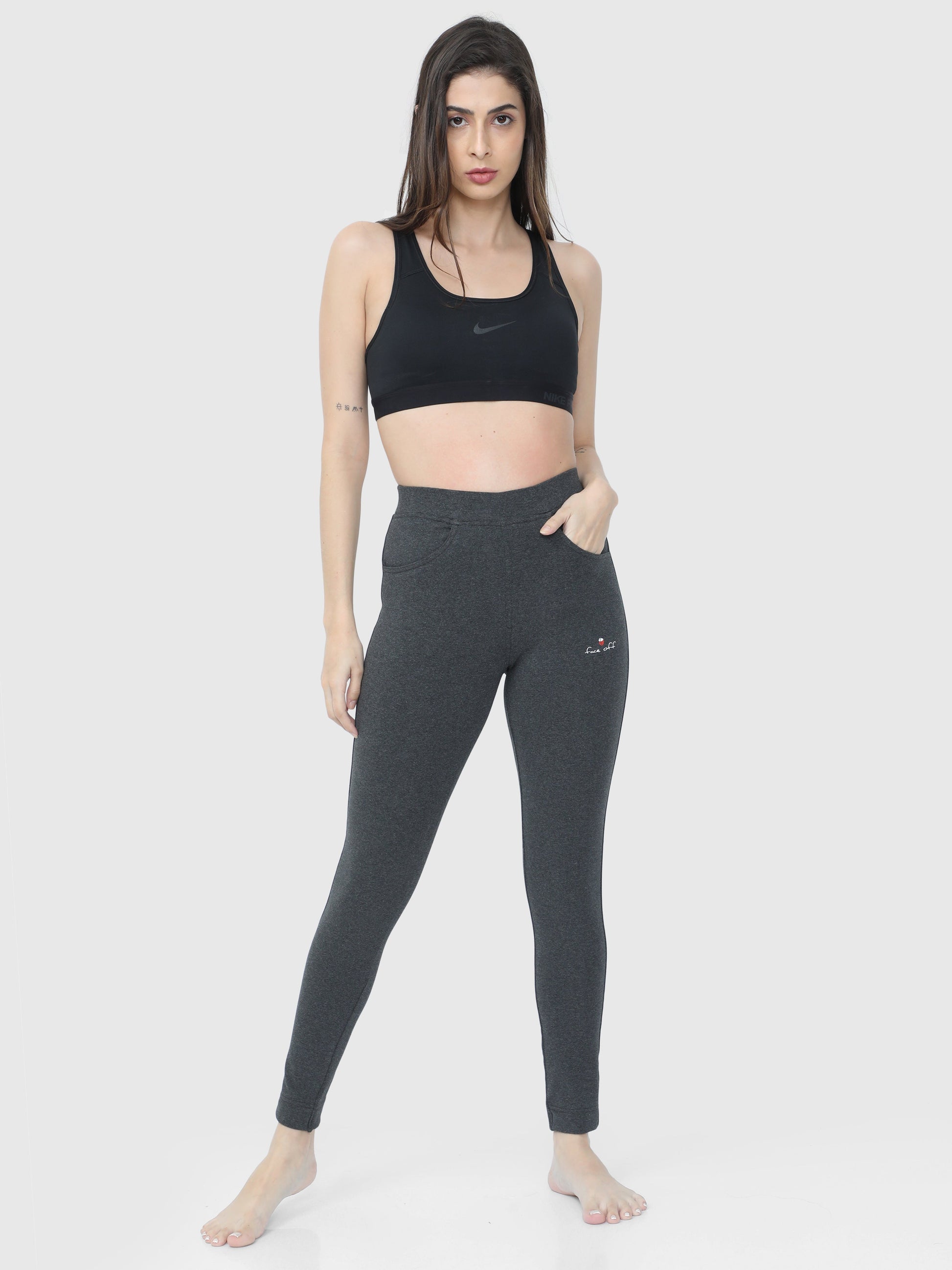 Gray Womens Foldover Cotton Spandex Yoga Sweat Lounge Gym Sports Athletic  Pants