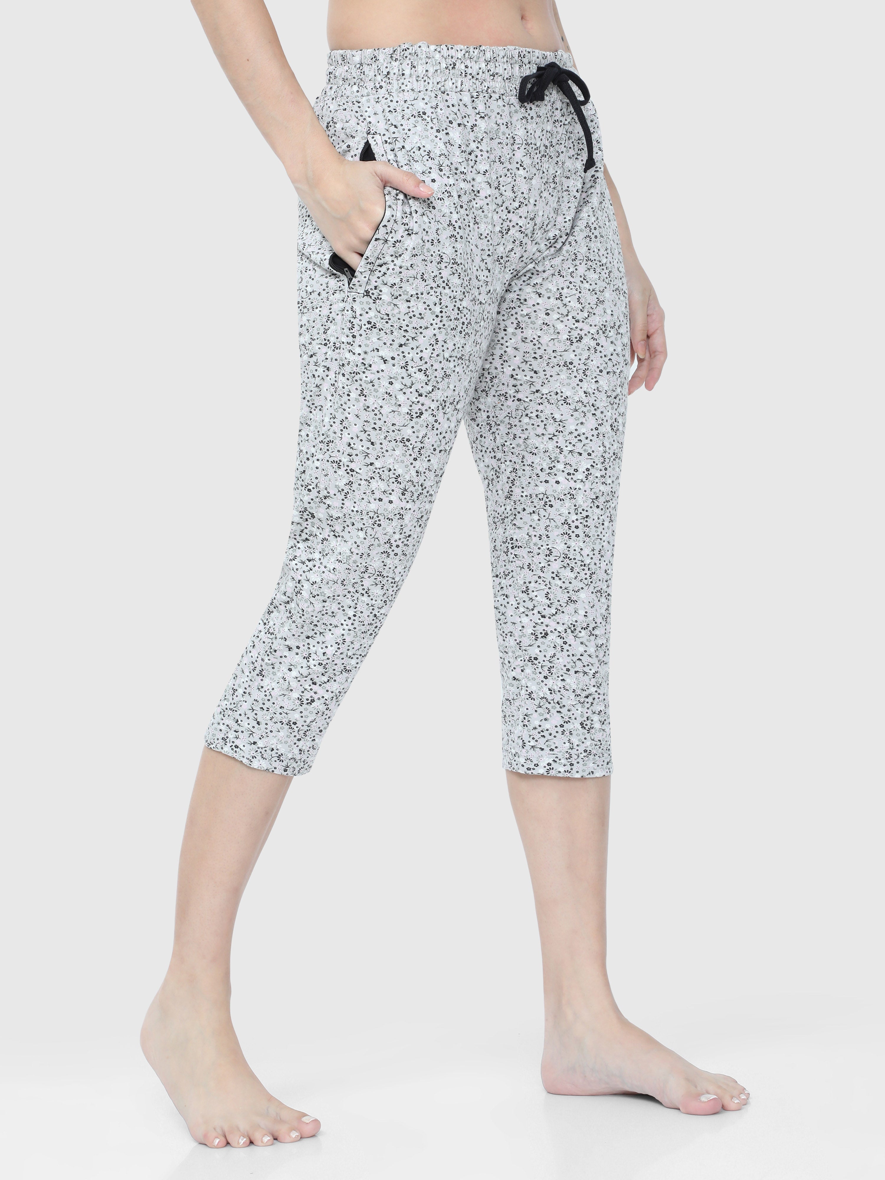 YYDGH Capri Pants for Women Palazzo Lounge Pants Wide Leg Printed Cropped  Bottoms Baggy Trousers Sweatpants with Pockets White Glod S - Walmart.com