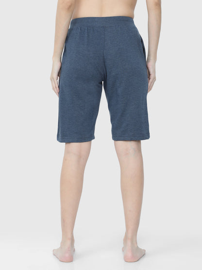 Denim Blue Solid Shorts