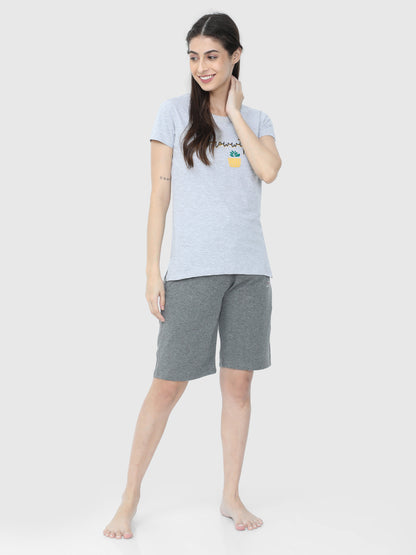 Ava Grey Melange Shorts