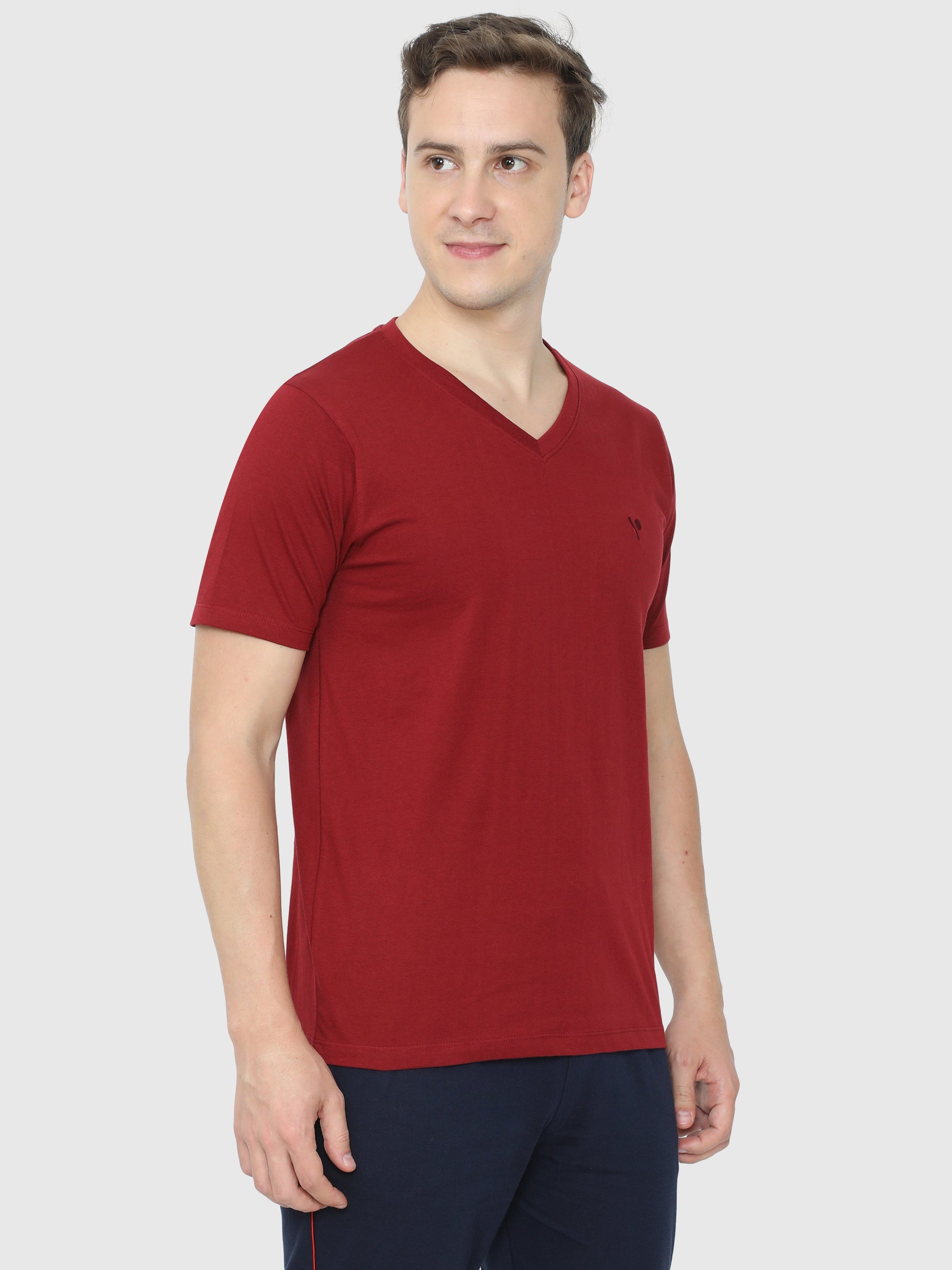 Buy Half Sleeve Grey V Neck T Shirts For Men at Great Price