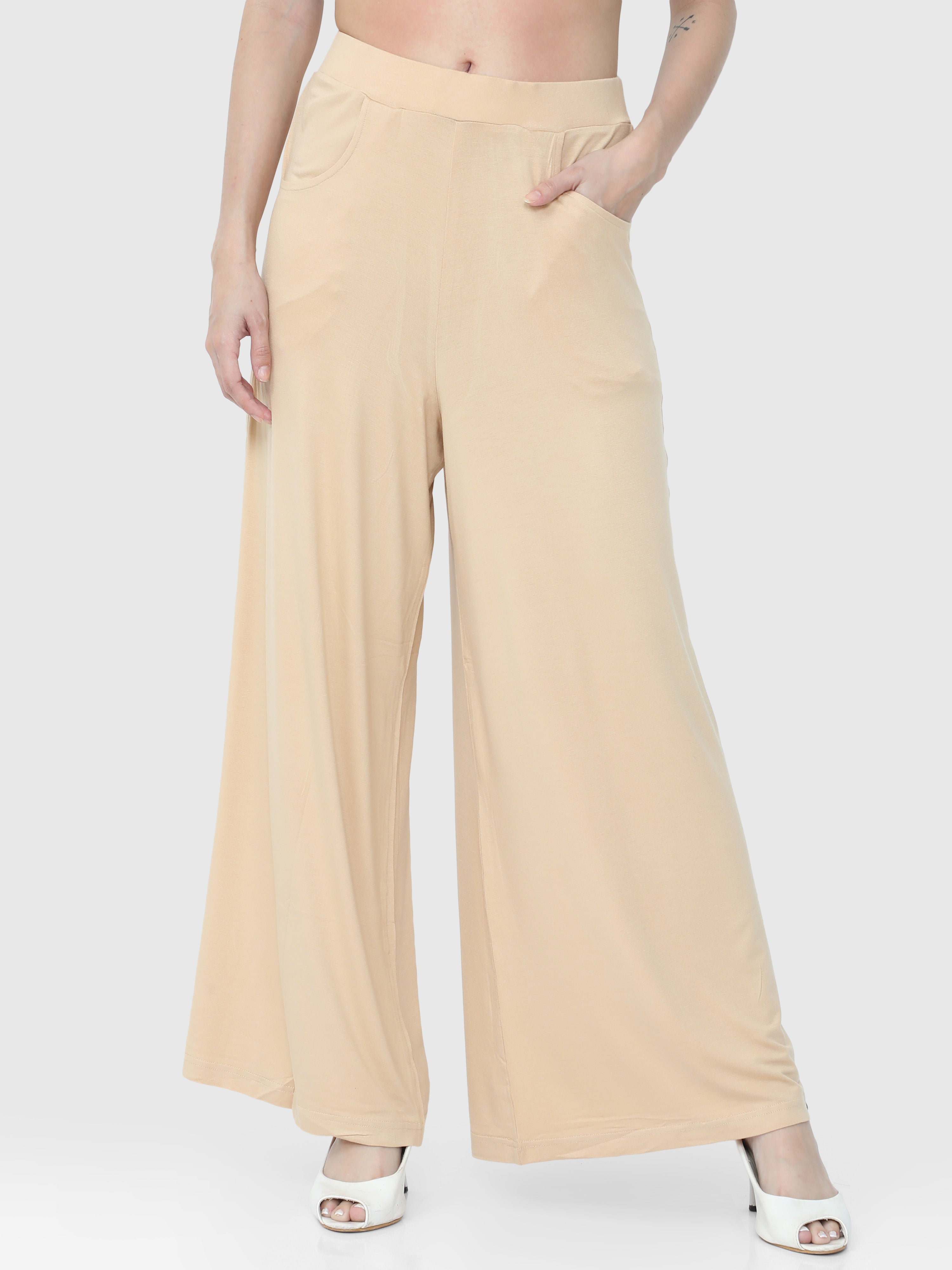Business Woman Beige WideLeg Trouser Pants  Wide leg pants outfit work Wide  leg trouser Wide leg trousers outfit
