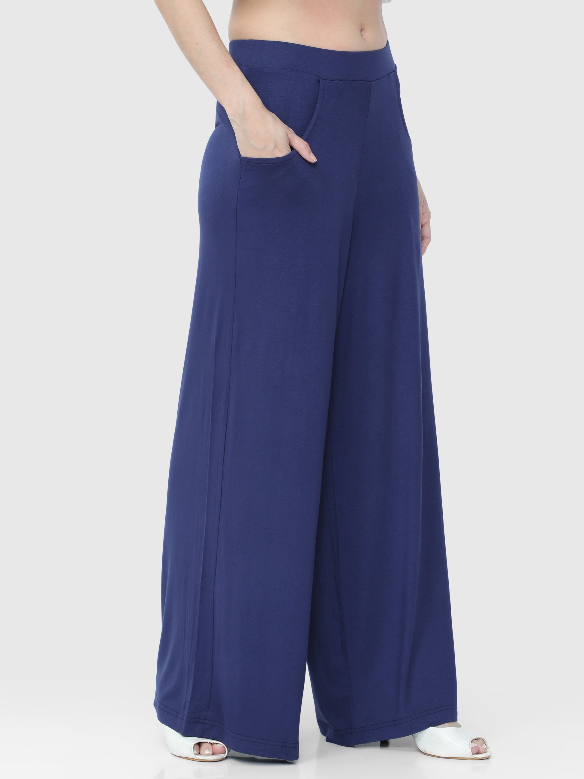 Royal Blue Solid Palazzo ANKLE-111