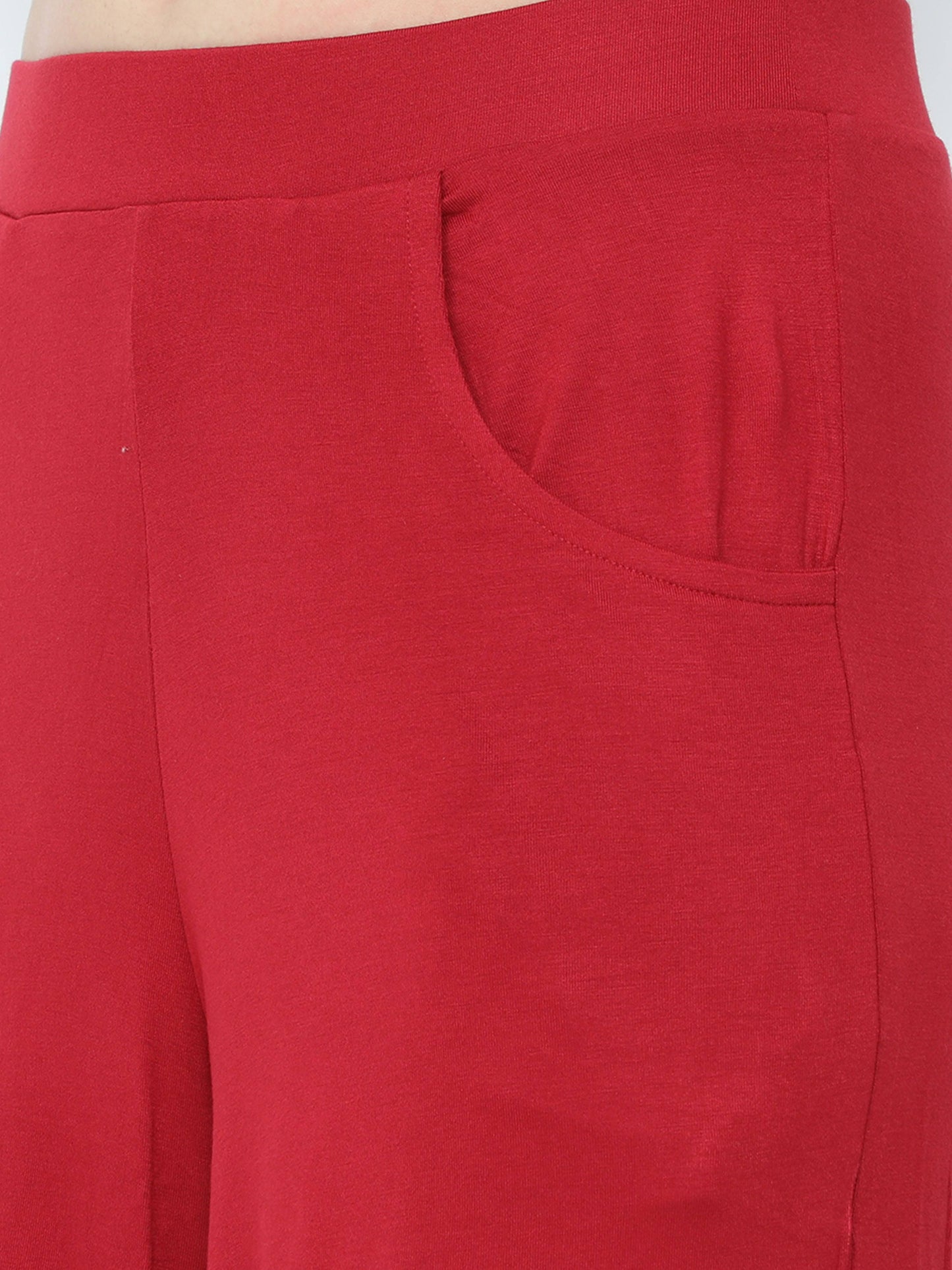 Ruby Red Solid Palazzo KNEE-112