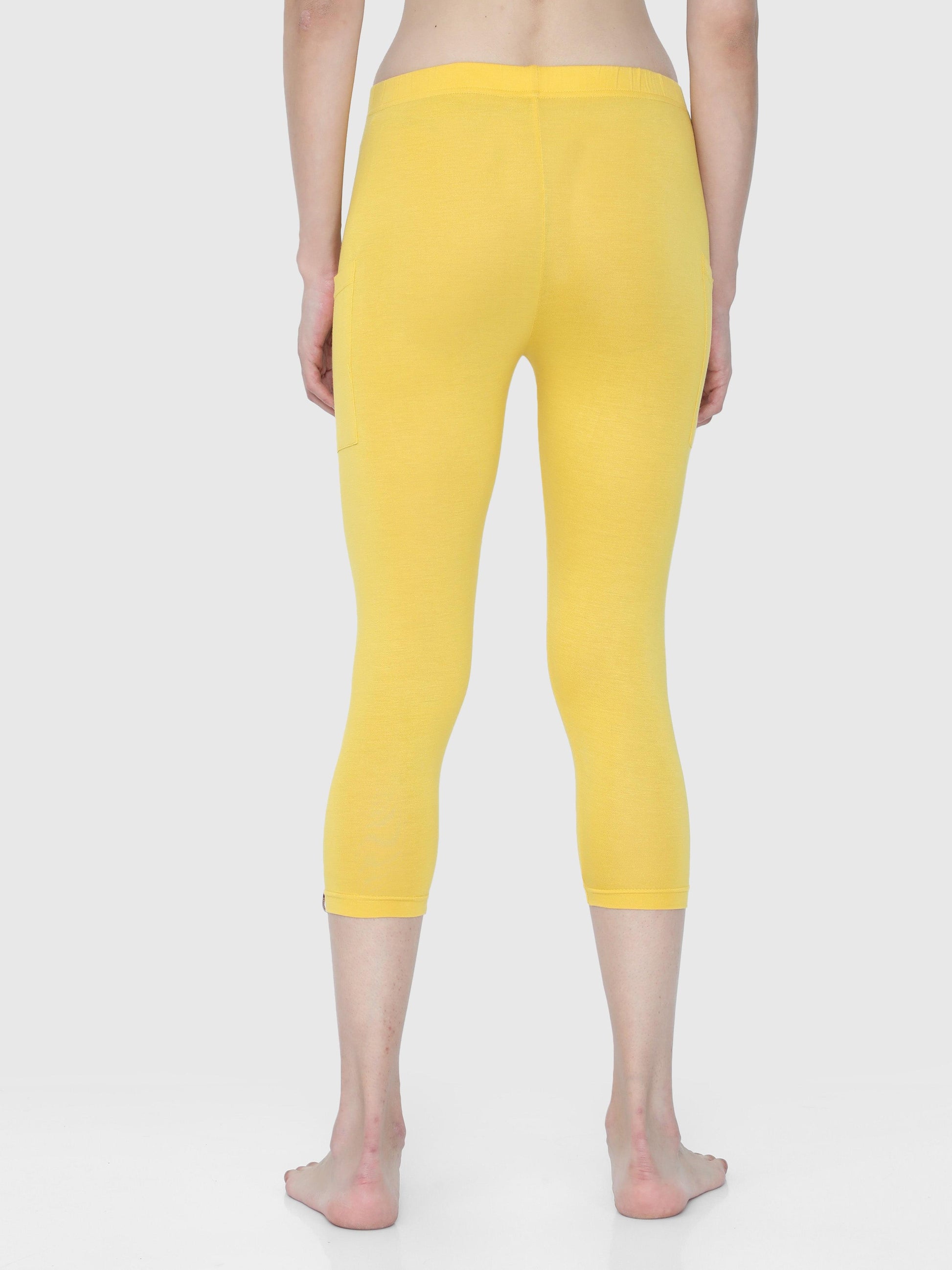 Butter Yellow Solid Leggings Knee