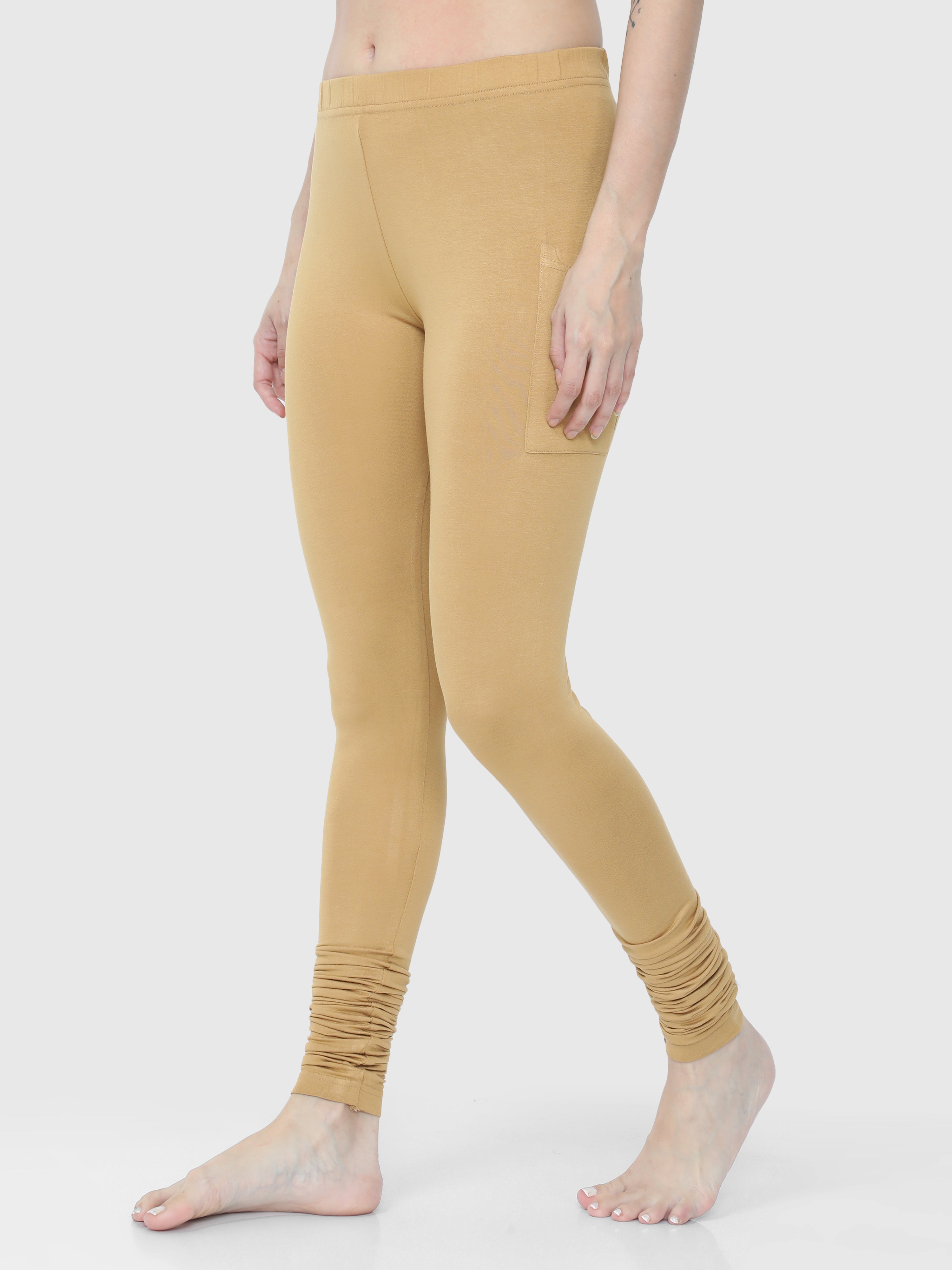 Skin color Heavy Crepe Lycra fabric for Women's Pants - Charu Creation