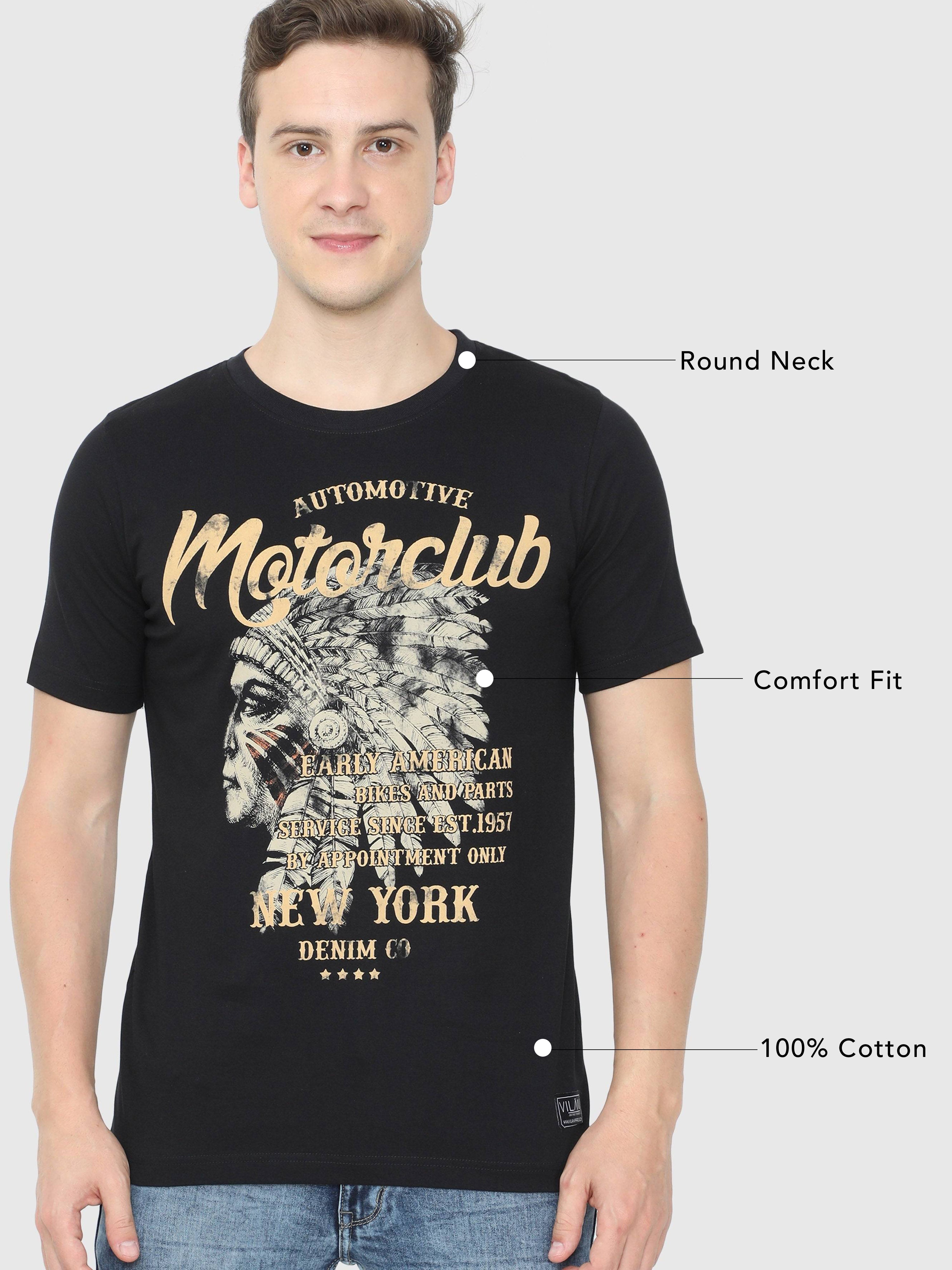 Mens black printed t shirt best sale